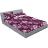 Ambesonne Floral Fitted Sheet & Pillow Sham Set, Valentine’s Day Theme Vintage Style Romantic Roses Pattern Plot, Decorative Printed 3 Piece Bedding Decor Set, King, Dark Fuchsia and Slate Blue(Dark Magenta and Purple)