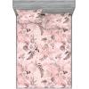 Ambesonne Floral Fitted Sheet & Pillow Sham Set, Valentine’s Day Theme Vintage Style Romantic Roses Pattern Plot, Decorative Printed 3 Piece Bedding Decor Set, King, Dark Fuchsia and Slate Blue(Pale Salmon and Grey Pink)