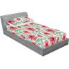 Ambesonne Floral Fitted Sheet & Pillow Sham Set, Valentine’s Day Theme Vintage Style Romantic Roses Pattern Plot, Decorative Printed 3 Piece Bedding Decor Set, King, Dark Fuchsia and Slate Blue(Dark Coral and Army Green)