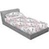 Ambesonne Floral Fitted Sheet & Pillow Sham Set, Valentine’s Day Theme Vintage Style Romantic Roses Pattern Plot, Decorative Printed 3 Piece Bedding Decor Set, King, Dark Fuchsia and Slate Blue(Coral and Pale Reseda Green)