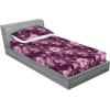 Ambesonne Floral Fitted Sheet & Pillow Sham Set, Valentine’s Day Theme Vintage Style Romantic Roses Pattern Plot, Decorative Printed 3 Piece Bedding Decor Set, King, Dark Fuchsia and Slate Blue(Dark Magenta and Purple)