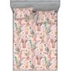 Ambesonne Floral Fitted Sheet & Pillow Sham Set, Valentine’s Day Theme Vintage Style Romantic Roses Pattern Plot, Decorative Printed 3 Piece Bedding Decor Set, King, Dark Fuchsia and Slate Blue(Sand Brown and Pale Teal)