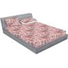 Ambesonne Floral Fitted Sheet & Pillow Sham Set, Valentine’s Day Theme Vintage Style Romantic Roses Pattern Plot, Decorative Printed 3 Piece Bedding Decor Set, King, Dark Fuchsia and Slate Blue(Pale Rose and Pastel Pink)