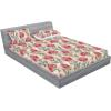 Ambesonne Floral Fitted Sheet & Pillow Sham Set, Valentine’s Day Theme Vintage Style Romantic Roses Pattern Plot, Decorative Printed 3 Piece Bedding Decor Set, King, Dark Fuchsia and Slate Blue(Pale Maroon and Lime Green)