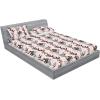 Ambesonne Floral Fitted Sheet & Pillow Sham Set, Valentine’s Day Theme Vintage Style Romantic Roses Pattern Plot, Decorative Printed 3 Piece Bedding Decor Set, King, Dark Fuchsia and Slate Blue(Charcoal Grey and Champagne)