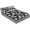 Ambesonne Floral Fitted Sheet & Pillow Sham Set, Valentine’s Day Theme Vintage Style Romantic Roses Pattern Plot, Decorative Printed 3 Piece Bedding Decor Set, King, Dark Fuchsia and Slate Blue(Soft Pink and Hunter Green)