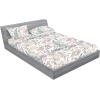 Ambesonne Floral Fitted Sheet & Pillow Sham Set, Valentine’s Day Theme Vintage Style Romantic Roses Pattern Plot, Decorative Printed 3 Piece Bedding Decor Set, King, Dark Fuchsia and Slate Blue(Laurel Green and Pale Taupe)