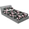 Ambesonne Floral Fitted Sheet & Pillow Sham Set, Valentine’s Day Theme Vintage Style Romantic Roses Pattern Plot, Decorative Printed 3 Piece Bedding Decor Set, King, Dark Fuchsia and Slate Blue(Soft Pink and Hunter Green)