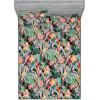 Ambesonne Floral Fitted Sheet & Pillow Sham Set, Valentine’s Day Theme Vintage Style Romantic Roses Pattern Plot, Decorative Printed 3 Piece Bedding Decor Set, King, Dark Fuchsia and Slate Blue(Dark Coral and Hunter Green)