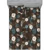 Ambesonne Floral Fitted Sheet & Pillow Sham Set, Valentine’s Day Theme Vintage Style Romantic Roses Pattern Plot, Decorative Printed 3 Piece Bedding Decor Set, King, Dark Fuchsia and Slate Blue(Seal Brown Dark Teal)