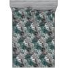 Ambesonne Floral Fitted Sheet & Pillow Sham Set, Valentine’s Day Theme Vintage Style Romantic Roses Pattern Plot, Decorative Printed 3 Piece Bedding Decor Set, King, Dark Fuchsia and Slate Blue(Dark Teal and Pale Grey)