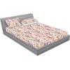 Ambesonne Floral Fitted Sheet & Pillow Sham Set, Valentine’s Day Theme Vintage Style Romantic Roses Pattern Plot, Decorative Printed 3 Piece Bedding Decor Set, King, Dark Fuchsia and Slate Blue(Sand Brown and Pale Teal)