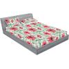 Ambesonne Floral Fitted Sheet & Pillow Sham Set, Valentine’s Day Theme Vintage Style Romantic Roses Pattern Plot, Decorative Printed 3 Piece Bedding Decor Set, King, Dark Fuchsia and Slate Blue(Dark Coral and Army Green)