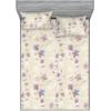 Ambesonne Floral Fitted Sheet & Pillow Sham Set, Valentine’s Day Theme Vintage Style Romantic Roses Pattern Plot, Decorative Printed 3 Piece Bedding Decor Set, King, Dark Fuchsia and Slate Blue(Pale Lavender Blue Grey)