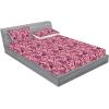 Ambesonne Floral Fitted Sheet & Pillow Sham Set, Valentine’s Day Theme Vintage Style Romantic Roses Pattern Plot, Decorative Printed 3 Piece Bedding Decor Set, King, Dark Fuchsia and Slate Blue(Soft Pink and Dark Magenta)