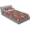 Ambesonne Floral Fitted Sheet & Pillow Sham Set, Valentine’s Day Theme Vintage Style Romantic Roses Pattern Plot, Decorative Printed 3 Piece Bedding Decor Set, King, Dark Fuchsia and Slate Blue(Coral Blush and Brown)