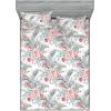 Ambesonne Floral Fitted Sheet & Pillow Sham Set, Valentine’s Day Theme Vintage Style Romantic Roses Pattern Plot, Decorative Printed 3 Piece Bedding Decor Set, King, Dark Fuchsia and Slate Blue(Coral and Pale Reseda Green)