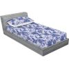 Ambesonne Floral Fitted Sheet & Pillow Sham Set, Valentine’s Day Theme Vintage Style Romantic Roses Pattern Plot, Decorative Printed 3 Piece Bedding Decor Set, King, Dark Fuchsia and Slate Blue(Dark Lavender and Violet)