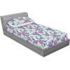 Ambesonne Floral Fitted Sheet & Pillow Sham Set, Valentine’s Day Theme Vintage Style Romantic Roses Pattern Plot, Decorative Printed 3 Piece Bedding Decor Set, King, Dark Fuchsia and Slate Blue(Pale Purple Grey Teal)
