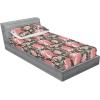 Ambesonne Floral Fitted Sheet & Pillow Sham Set, Valentine’s Day Theme Vintage Style Romantic Roses Pattern Plot, Decorative Printed 3 Piece Bedding Decor Set, King, Dark Fuchsia and Slate Blue(Dried Rose Olive Green)
