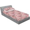 Ambesonne Floral Fitted Sheet & Pillow Sham Set, Valentine’s Day Theme Vintage Style Romantic Roses Pattern Plot, Decorative Printed 3 Piece Bedding Decor Set, King, Dark Fuchsia and Slate Blue(Pale Rose and Pastel Pink)