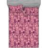 Ambesonne Floral Fitted Sheet & Pillow Sham Set, Valentine’s Day Theme Vintage Style Romantic Roses Pattern Plot, Decorative Printed 3 Piece Bedding Decor Set, King, Dark Fuchsia and Slate Blue(Soft Pink and Dark Magenta)
