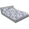 Ambesonne Floral Fitted Sheet & Pillow Sham Set, Valentine’s Day Theme Vintage Style Romantic Roses Pattern Plot, Decorative Printed 3 Piece Bedding Decor Set, King, Dark Fuchsia and Slate Blue(Pale Purple Grey Teal)