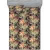 Ambesonne Floral Fitted Sheet & Pillow Sham Set, Valentine’s Day Theme Vintage Style Romantic Roses Pattern Plot, Decorative Printed 3 Piece Bedding Decor Set, King, Dark Fuchsia and Slate Blue(Pale Orange Sage Green)