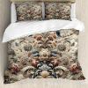 Ambesonne Floral Heart Duvet Cover Set, Tenderness of Romantic Garden Ivy Branches and Roses Valentines Day, Decorative 3 Piece Bedding Set with 2 Pillow Shams, Queen Size, Laurel Green and Pink(Tan Dark Blue and Pale Ruby)