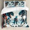 Ambesonne Floral Heart Duvet Cover Set, Tenderness of Romantic Garden Ivy Branches and Roses Valentines Day, Decorative 3 Piece Bedding Set with 2 Pillow Shams, Queen Size, Laurel Green and Pink(Petrol Blue Pale Ruby)