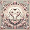 Ambesonne Floral Heart Duvet Cover Set, Tenderness of Romantic Garden Ivy Branches and Roses Valentines Day, Decorative 3 Piece Bedding Set with 2 Pillow Shams, Queen Size, Laurel Green and Pink(Pale Pink Pale Cadet Blue)