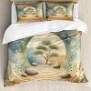 Ambesonne Floral Heart Duvet Cover Set, Tenderness of Romantic Garden Ivy Branches and Roses Valentines Day, Decorative 3 Piece Bedding Set with 2 Pillow Shams, Queen Size, Laurel Green and Pink(Camel Reseda Green Blue)