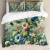 Ambesonne Floral Heart Duvet Cover Set, Tenderness of Romantic Garden Ivy Branches and Roses Valentines Day, Decorative 3 Piece Bedding Set with 2 Pillow Shams, Queen Size, Laurel Green and Pink(Green Multicolor)