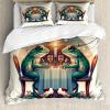 Ambesonne Floral Heart Duvet Cover Set, Tenderness of Romantic Garden Ivy Branches and Roses Valentines Day, Decorative 3 Piece Bedding Set with 2 Pillow Shams, Queen Size, Laurel Green and Pink(Fern Green White Brown)