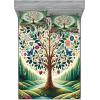 Ambesonne Floral Heart Fitted Sheet & Pillow Sham Set, Tenderness of Romantic Garden Ivy Branches and Roses Valentines Day, Decorative Printed 3 Piece Bedding Decor Set, Calking, Laurel Green and Pink(Green Blue and Pink)