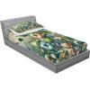 Ambesonne Floral Heart Fitted Sheet & Pillow Sham Set, Tenderness of Romantic Garden Ivy Branches and Roses Valentines Day, Decorative Printed 3 Piece Bedding Decor Set, Calking, Laurel Green and Pink(Green Multicolor)