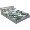 Ambesonne Floral Heart Fitted Sheet & Pillow Sham Set, Tenderness of Romantic Garden Ivy Branches and Roses Valentines Day, Decorative Printed 3 Piece Bedding Decor Set, Calking, Laurel Green and Pink(Slate Blue Reseda Green)