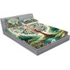 Ambesonne Floral Heart Fitted Sheet & Pillow Sham Set, Tenderness of Romantic Garden Ivy Branches and Roses Valentines Day, Decorative Printed 3 Piece Bedding Decor Set, Calking, Laurel Green and Pink(Green Blue and Pink)