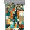 Ambesonne Floral Heart Fitted Sheet & Pillow Sham Set, Tenderness of Romantic Garden Ivy Branches and Roses Valentines Day, Decorative Printed 3 Piece Bedding Decor Set, Calking, Laurel Green and Pink(Teal Orange Multicolor)