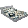 Ambesonne Floral Heart Fitted Sheet & Pillow Sham Set, Tenderness of Romantic Garden Ivy Branches and Roses Valentines Day, Decorative Printed 3 Piece Bedding Decor Set, Calking, Laurel Green and Pink(Off White Cadet Blue)