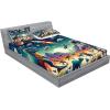 Ambesonne Floral Heart Fitted Sheet & Pillow Sham Set, Tenderness of Romantic Garden Ivy Branches and Roses Valentines Day, Decorative Printed 3 Piece Bedding Decor Set, Calking, Laurel Green and Pink(Multicolor Teal Red)