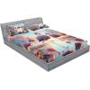 Ambesonne Floral Heart Fitted Sheet & Pillow Sham Set, Tenderness of Romantic Garden Ivy Branches and Roses Valentines Day, Decorative Printed 3 Piece Bedding Decor Set, Calking, Laurel Green and Pink(Pale Pink Soft Blue)