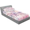Ambesonne Floral Heart Fitted Sheet & Pillow Sham Set, Tenderness of Romantic Garden Ivy Branches and Roses Valentines Day, Decorative Printed 3 Piece Bedding Decor Set, Calking, Laurel Green and Pink(Lilac and Pale Pink)