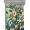 Ambesonne Floral Heart Fitted Sheet & Pillow Sham Set, Tenderness of Romantic Garden Ivy Branches and Roses Valentines Day, Decorative Printed 3 Piece Bedding Decor Set, Calking, Laurel Green and Pink(Green Multicolor)