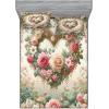 Ambesonne Floral Heart Fitted Sheet & Pillow Sham Set, Tenderness of Romantic Garden Ivy Branches and Roses Valentines Day, Decorative Printed 3 Piece Bedding Decor Set, Calking, Laurel Green and Pink(Laurel Green and Pink)