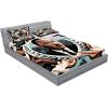 Ambesonne Floral Heart Fitted Sheet & Pillow Sham Set, Tenderness of Romantic Garden Ivy Branches and Roses Valentines Day, Decorative Printed 3 Piece Bedding Decor Set, Calking, Laurel Green and Pink(Blue Grey and Pale Caramel)