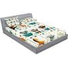 Ambesonne Floral Heart Fitted Sheet & Pillow Sham Set, Tenderness of Romantic Garden Ivy Branches and Roses Valentines Day, Decorative Printed 3 Piece Bedding Decor Set, Calking, Laurel Green and Pink(Teal Burnt Orange Ivory)