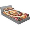 Ambesonne Floral Heart Fitted Sheet & Pillow Sham Set, Tenderness of Romantic Garden Ivy Branches and Roses Valentines Day, Decorative Printed 3 Piece Bedding Decor Set, Calking, Laurel Green and Pink(Orange Evergreen Pink)