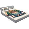 Ambesonne Floral Heart Fitted Sheet & Pillow Sham Set, Tenderness of Romantic Garden Ivy Branches and Roses Valentines Day, Decorative Printed 3 Piece Bedding Decor Set, Calking, Laurel Green and Pink(Fern Green White Brown)