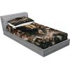 Ambesonne Floral Heart Fitted Sheet & Pillow Sham Set, Tenderness of Romantic Garden Ivy Branches and Roses Valentines Day, Decorative Printed 3 Piece Bedding Decor Set, Calking, Laurel Green and Pink(Pale Mustard and Dark Mustard)